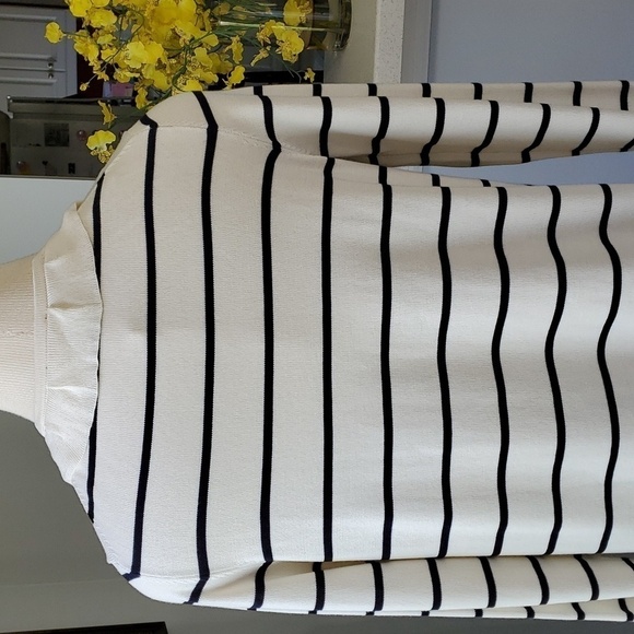 TALBOTS, striped cream, and black. Little ruffle. Size medium P. Lightwei… - Picture 5 of 9